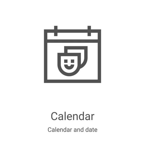 Calendar Icon Vector Calendar Date Collection Thin Line Calendar Outline — Stock Vector