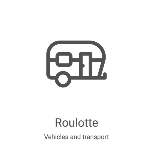 Vetor Ícone Roulotte Veículos Coleta Transporte Linha Fina Roleta Esboço —  Vetores de Stock