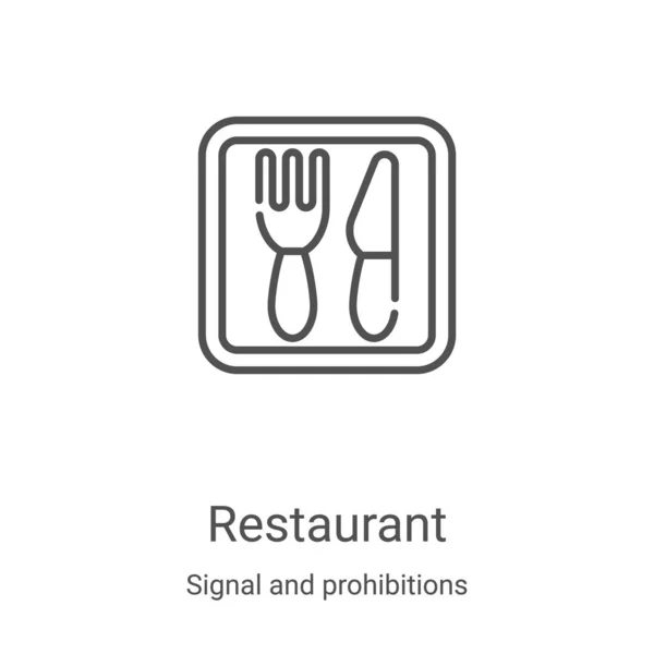 Vektor Ikon Restoran Dari Pengumpulan Sinyal Dan Larangan Garis Tipis - Stok Vektor