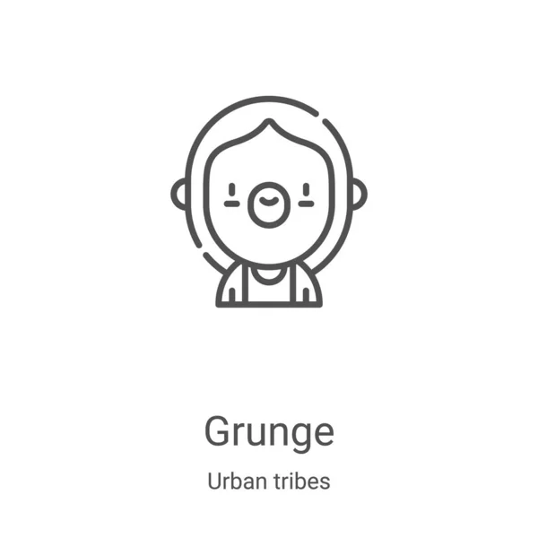 Grunge Icon Vector Urban Tribes Collection Thin Line Grunge Outline — 스톡 벡터