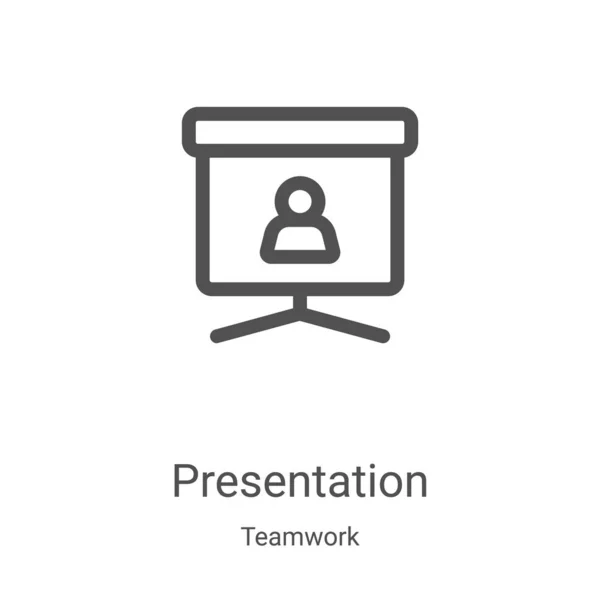 Presentation Icon Vector Teamwork Collection Thin Line Presentation Outline Icon — ストックベクタ