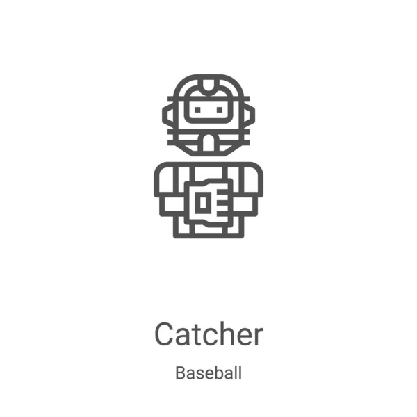 Catcher Vector Icono Colección Béisbol Ilustración Vectores Iconos Delgada Línea — Vector de stock