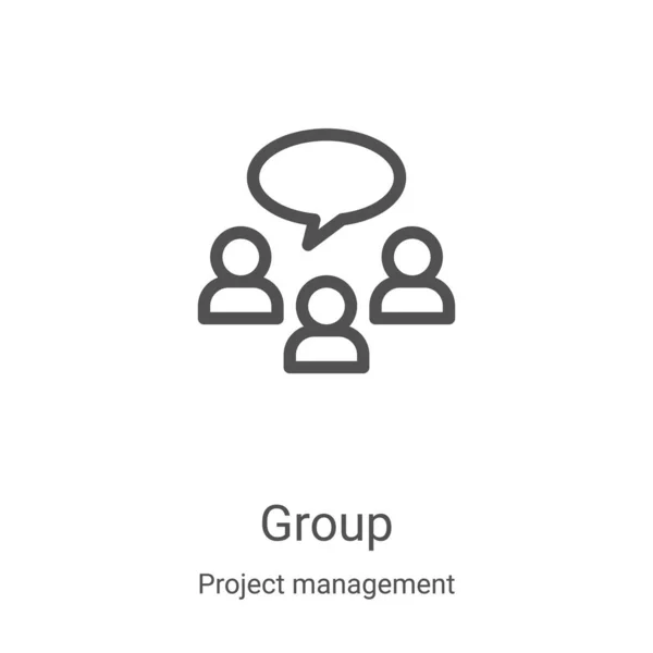 プロジェクト管理コレクションのグループアイコンベクトルです細い線グループのアウトラインアイコンベクトルイラスト Webやモバイルアプリ 印刷メディアで使用するための線形シンボル — ストックベクタ