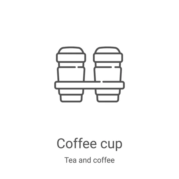 コーヒーカップアイコンベクトルお茶とコーヒーコレクション 細いラインコーヒーカップアウトラインアイコンベクトルイラスト Webやモバイルアプリ 印刷メディアで使用するための線形シンボル — ストックベクタ