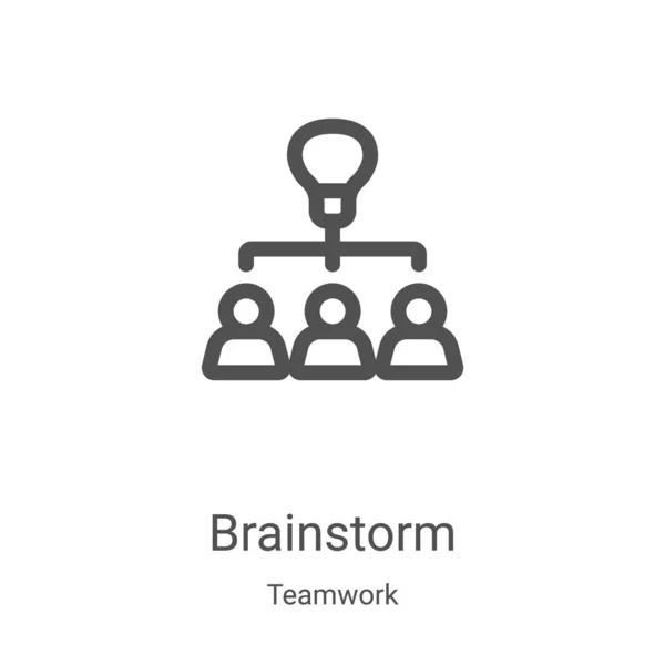 Vetor Ícone Brainstorm Coleção Trabalho Equipe Delgada Linha Brainstorm Esboço — Vetor de Stock