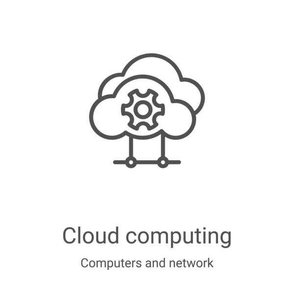 Wektor Ikony Chmury Obliczeniowej Komputerów Kolekcji Sieci Cienki Zarys Chmury — Wektor stockowy
