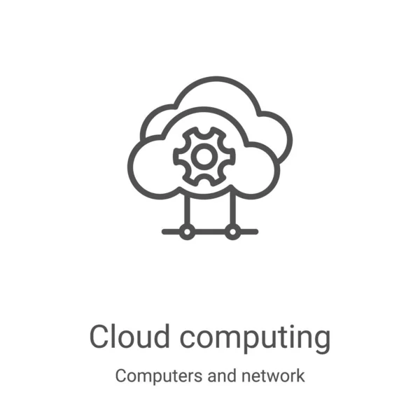 Vetor Ícone Computação Nuvem Computadores Coleção Rede Computação Nuvem Linha —  Vetores de Stock