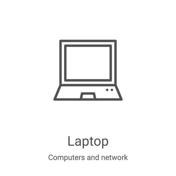 Vektor Ikon Laptop Dari Komputer Dan Koleksi Jaringan Garis Tipis - Stok Vektor