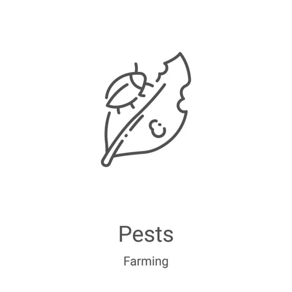 害虫のアイコンベクトル農業コレクション細い線の害虫の輪郭アイコンのベクトルイラスト Webやモバイルアプリ 印刷メディアで使用するための線形シンボル — ストックベクタ