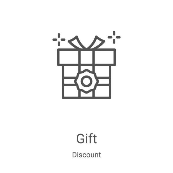 Gift Icon Vector Uit Korting Collectie Dunne Lijn Gift Outline — Stockvector