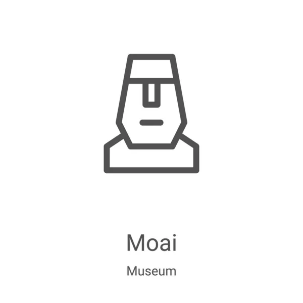 Іконка Моаї Вектор Колекції Музею Тонка Лінія Моай Контур Значок — стоковий вектор