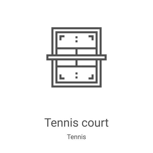 Tenis Kortunun Ikon Taşıyıcısı Tenis Kortunun Ince Çizgisi Ikon Vektör — Stok Vektör