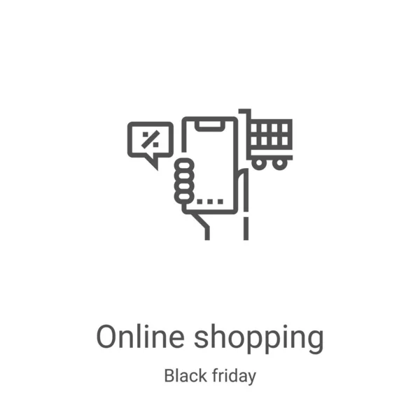 Icône Shopping Ligne Vecteur Collection Black Friday Ligne Mince Boutique — Image vectorielle