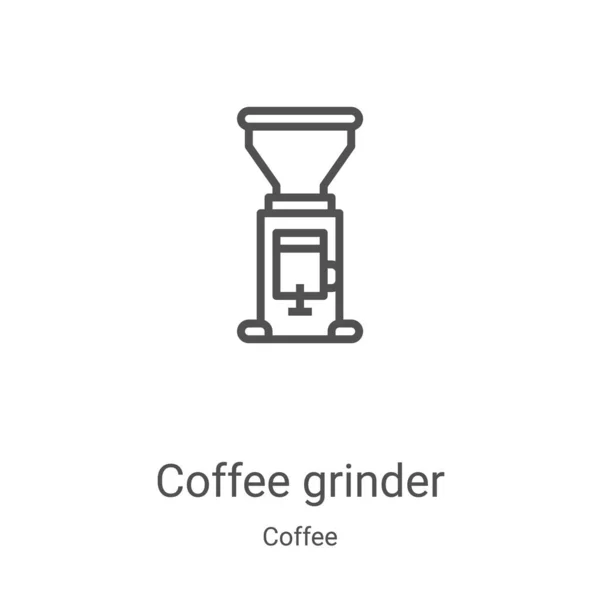 コーヒー グラインダーのアイコン ベクトル細い線型コーヒーグラインダーアウトラインアイコンベクトルイラスト Webやモバイルアプリ 印刷メディアで使用するための線形シンボル — ストックベクタ
