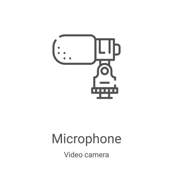 ビデオカメラコレクションのマイクアイコンベクトル 細い線型マイクアウトラインアイコンベクトルイラスト Webやモバイルアプリ 印刷メディアで使用するための線形シンボル — ストックベクタ