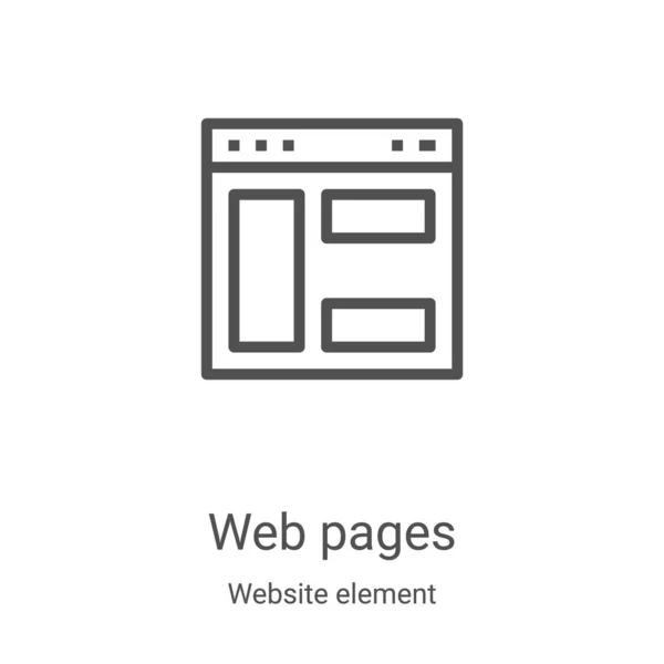 Vetor Ícone Páginas Web Coleção Elementos Site Linha Fina Páginas — Vetor de Stock