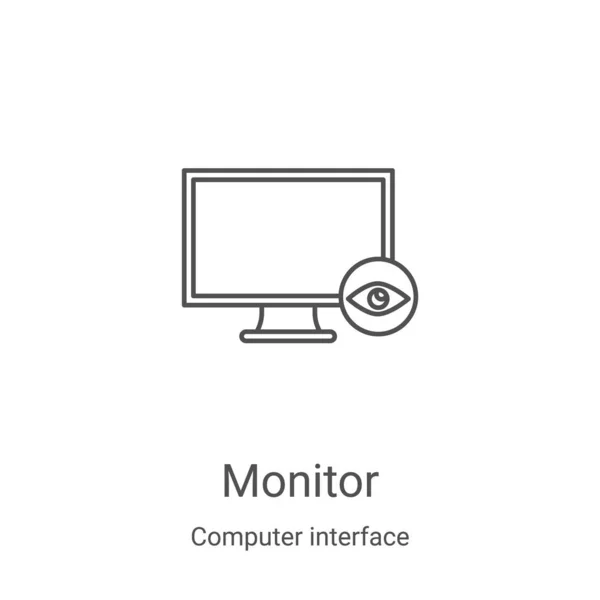 Monitor Icon Vector Computer Interface Collection Thin Line Monitor Outline — Stock Vector