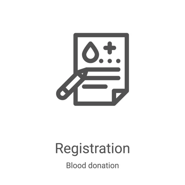 Wektor Rejestracji Kolekcji Krwi Dawcy Cienka Linia Rejestracji Zarys Ilustracji — Wektor stockowy