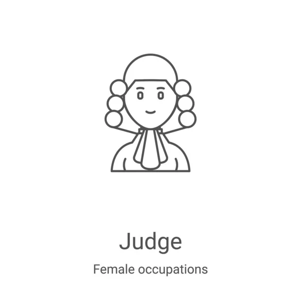 Richtersymbolvektor Aus Der Sammlung Weiblicher Berufe Dünne Linie Richter Umreißen — Stockvektor
