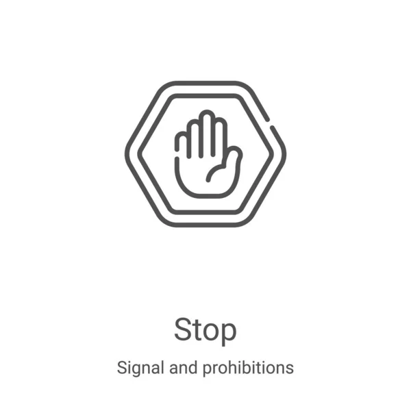 Icon Vektor Von Der Signal Und Prohibitionssammlung Stoppen Thin Line — Stockvektor
