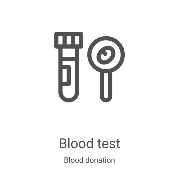 Análisis Sangre Vector Icono Recolección Donación Sangre Línea Delgada Análisis — Vector de stock