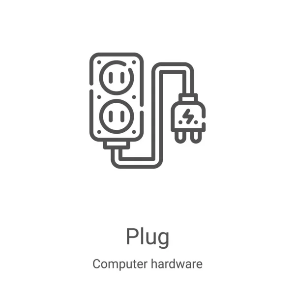 Plug Icône Vecteur Collection Matériel Informatique Illustration Vectorielle Icône Contour — Image vectorielle