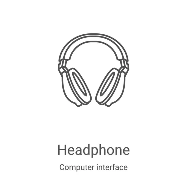 Vetor Ícone Fone Ouvido Coleção Interface Computador Linha Fina Headphone —  Vetores de Stock
