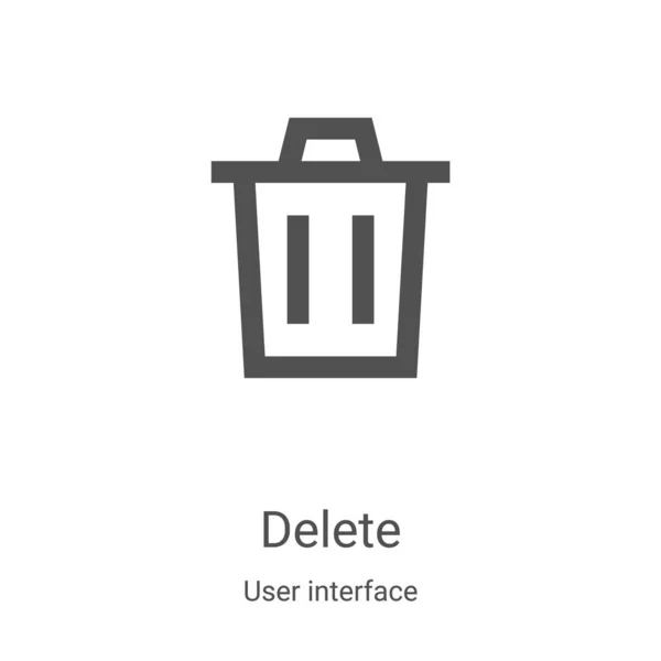 Delete Icon Vector User Interface Collection Thin Line Delete Outline — Stock Vector