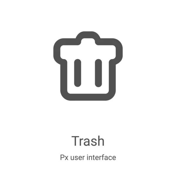 Trash Icône Vecteur Collection Interface Utilisateur Illustration Vectorielle Icône Contour — Image vectorielle