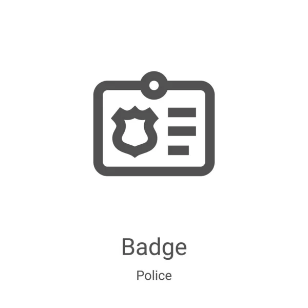 Badge Icon Vector Police Collection Thin Line Badge Outline Icon — ストックベクタ