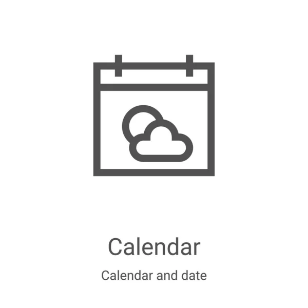 日历图标矢量从日历和日期集合 细线日历轮廓图标矢量插图 用于网络和移动应用程序 印刷媒体的线性符号 — 图库矢量图片