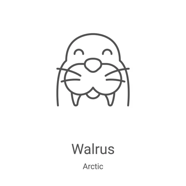 Walross Icon Vektor Aus Der Arktischen Sammlung Dünne Linie Walross — Stockvektor