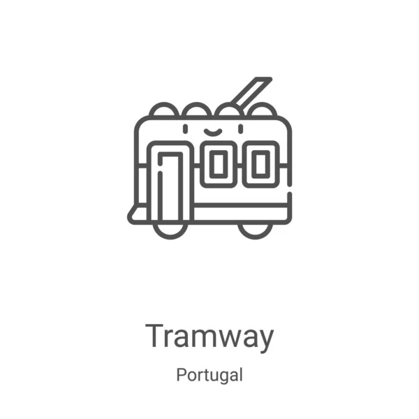 Tramway icon vector from portugal collection. Thin line tramway outline icon vector illustration. Linear symbol for use on web and mobile apps, logo, print media — Stock Illustration Tramway icon vector from portugal collection. Thin line tramway outline icon vector illustration. Linear symbol for use on web and mobile apps, logo, print media Stock Vector