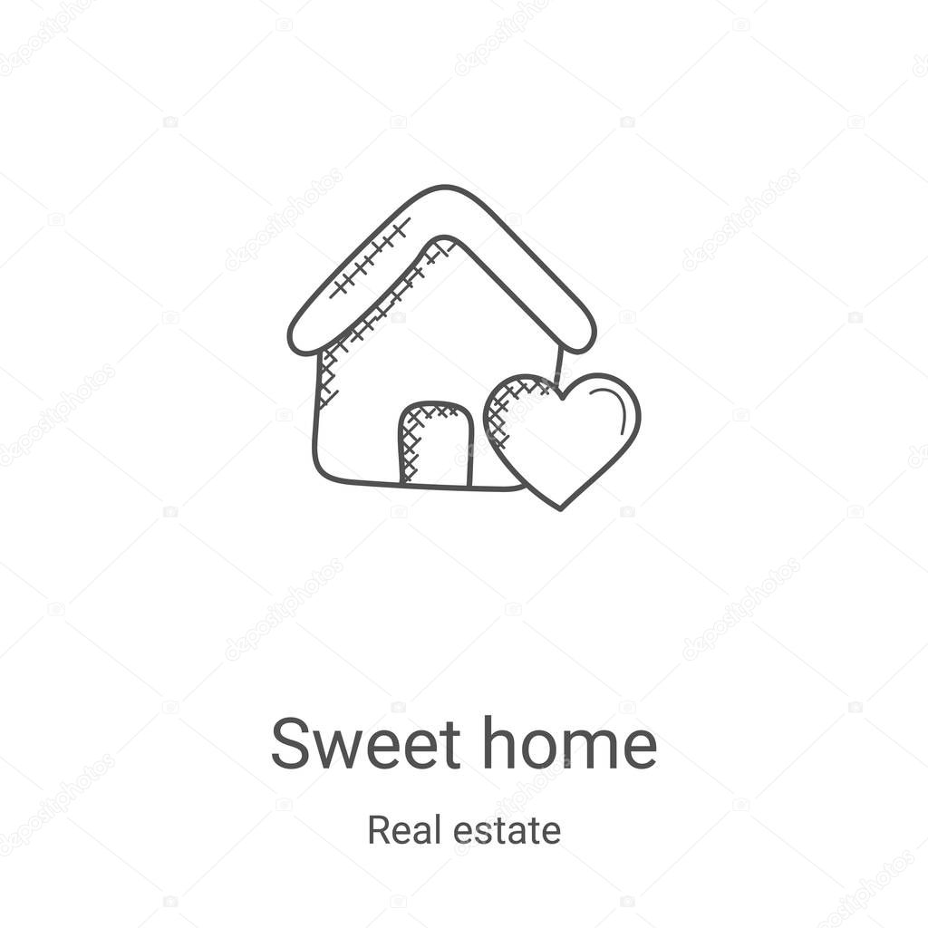 Sweet home icon vector from real estate collection. Thin line sweet home outline icon vector illustration. Linear symbol for use on web and mobile apps, logo, print media