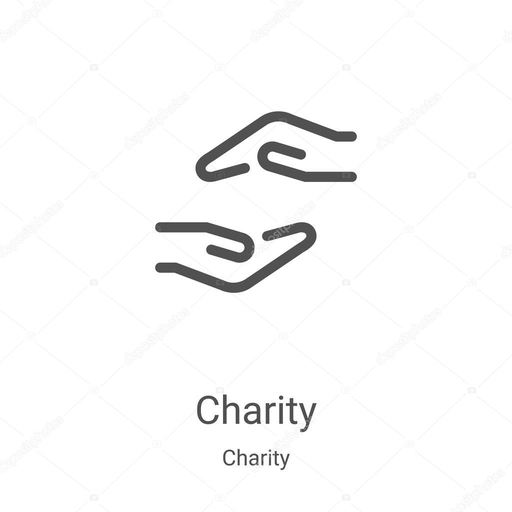 Charity icon vector from charity collection. Thin line charity outline icon vector illustration. Linear symbol for use on web and mobile apps, logo, print media