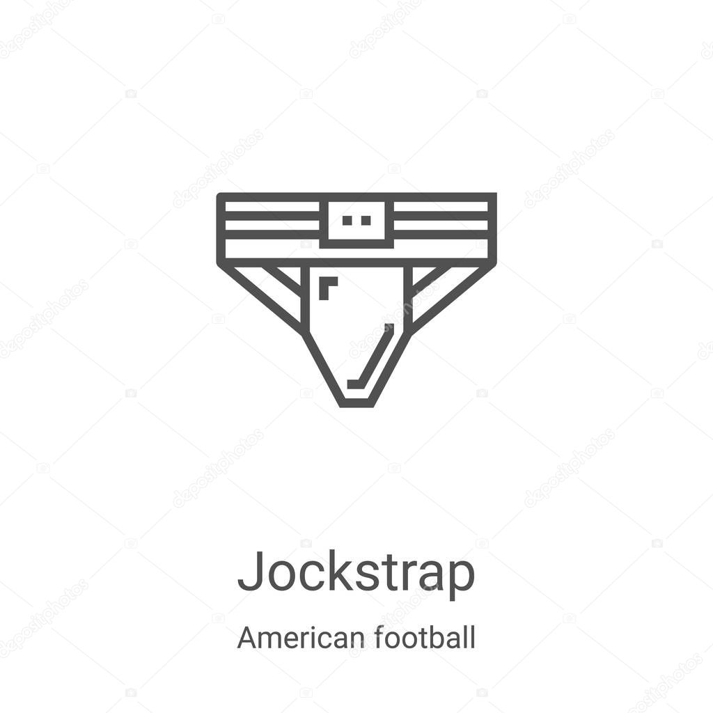 jockstrap icon vector from american football collection. Thin line jockstrap outline icon vector illustration. Linear symbol for use on web and mobile apps, logo, print media