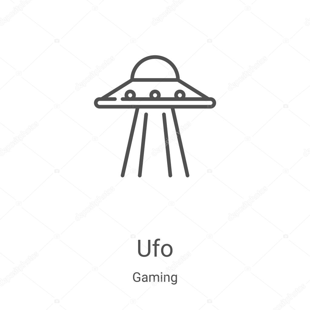 ufo icon vector from gaming collection. Thin line ufo outline icon vector illustration. Linear symbol for use on web and mobile apps, logo, print media