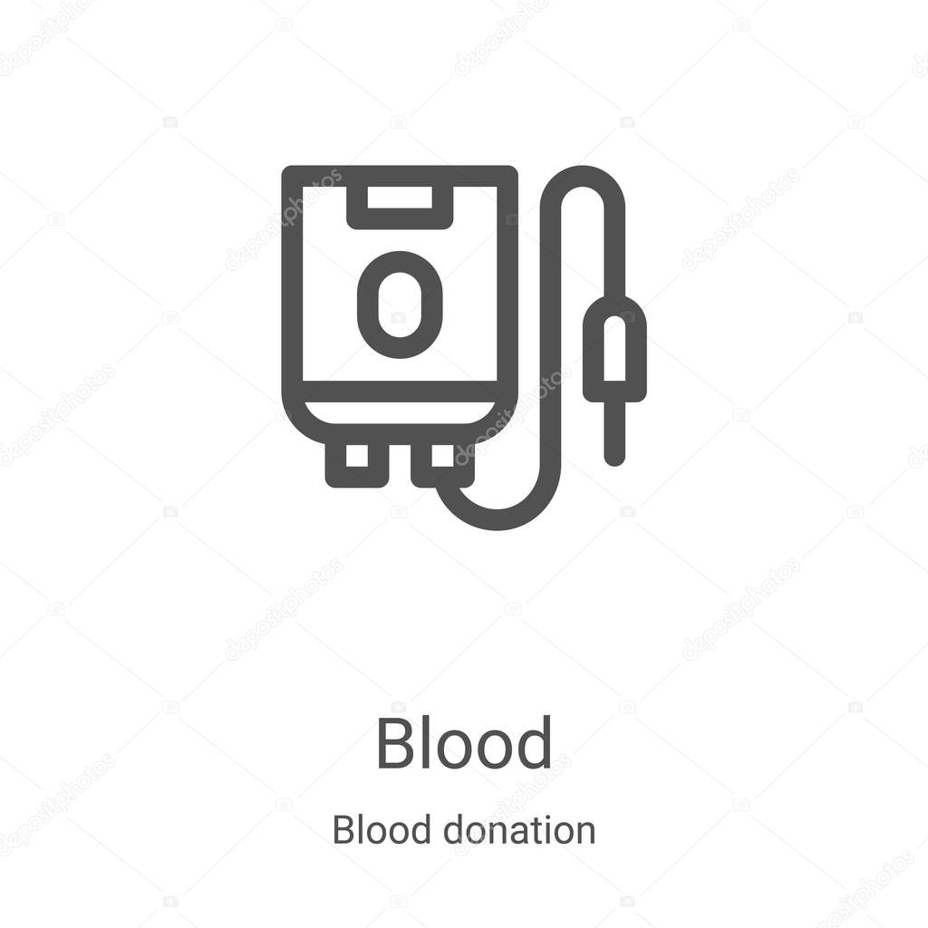Blood icon vector from blood donation collection. Thin line blood outline icon vector illustration. Linear symbol for use on web and mobile apps, logo, print media