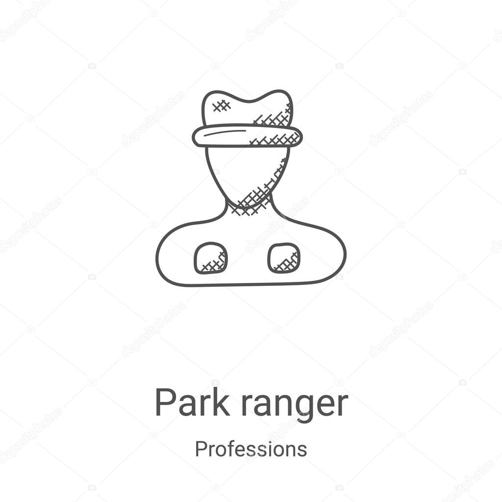 park ranger icon vector from professions collection. Thin line park ranger outline icon vector illustration. Linear symbol for use on web and mobile apps, logo, print media