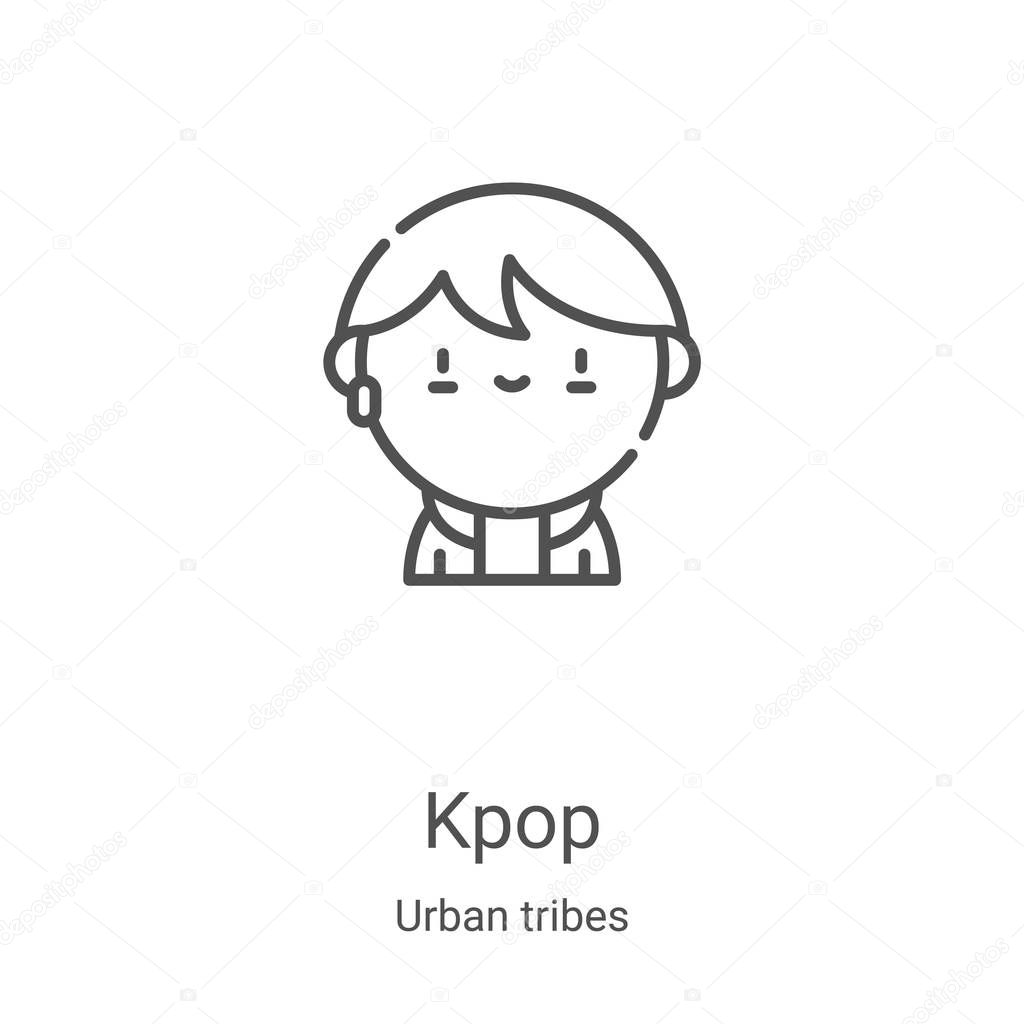 Kpop icon vector from urban tribes collection. Thin line kpop outline icon vector illustration. Linear symbol for use on web and mobile apps, logo, print media