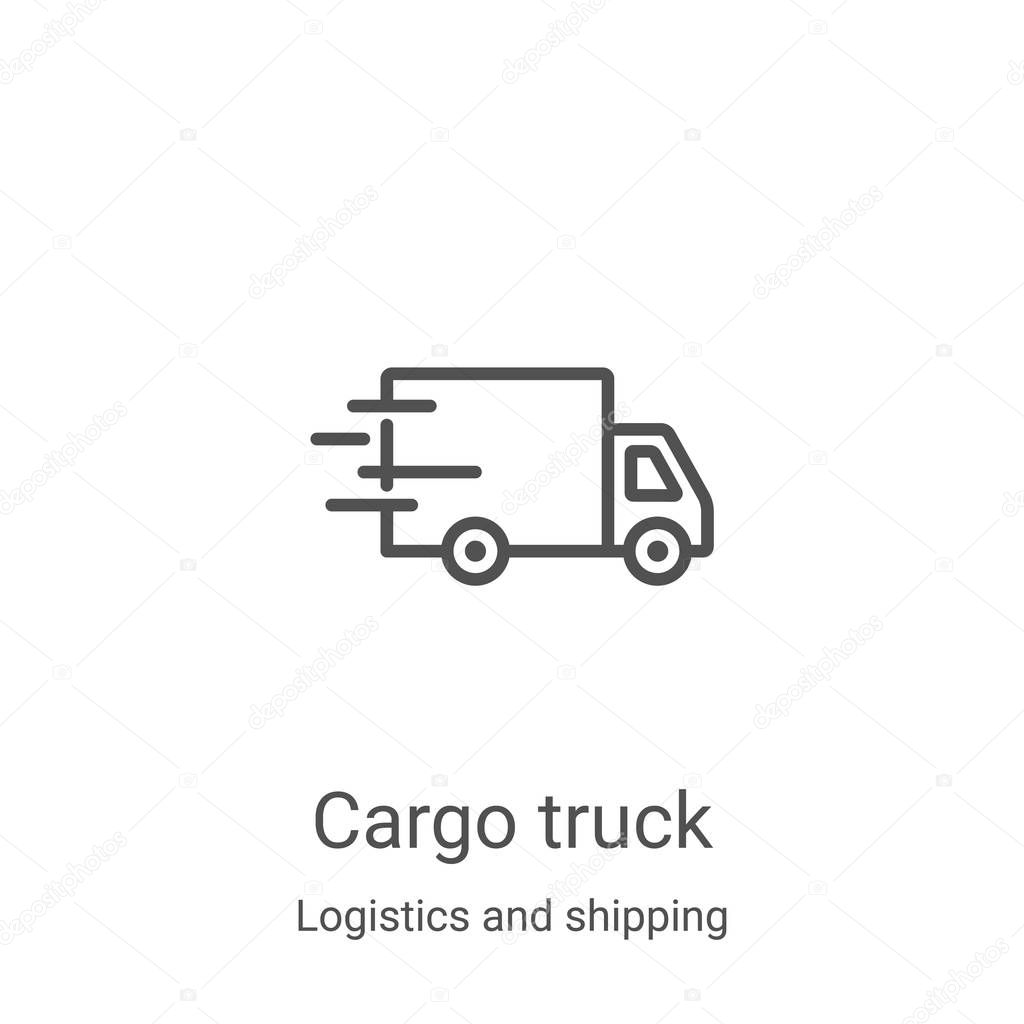 cargo truck icon vector from logistics and shipping collection. Thin line cargo truck outline icon vector illustration. Linear symbol for use on web and mobile apps, logo, print media