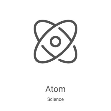 Atom simge vektör bilim koleksiyonundan. İnce çizgi atom anahat simgesini vektör çizim. Web ve mobil uygulamalar, logo, baskı ortamı kullanmak için doğrusal sembolü