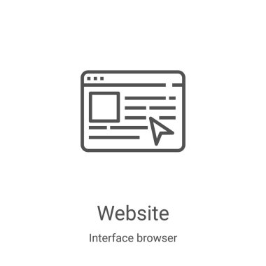 Arayüz tarayıcı koleksiyonundan web sitesi simgesi vektörü. İnce çizgi web sitesi ana hatları ikon vektör illüstrasyonu. Web ve mobil uygulamalarda kullanmak için doğrusal sembol, logo, yazdırma ortamı