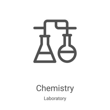 Laboratuvar koleksiyonundan kimya ikonu vektörü. İnce çizgi kimya ana hatları ikon vektör çizimi. Web ve mobil uygulamalarda kullanmak için doğrusal sembol, logo, yazdırma ortamı
