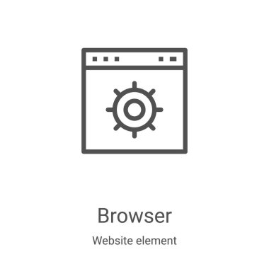 Web sitesi element koleksiyonundan tarayıcı simgesi vektörü. İnce çizgi tarayıcı taslağı ikon vektör illüstrasyonu. Web ve mobil uygulamalarda kullanmak için doğrusal sembol, logo, yazdırma ortamı