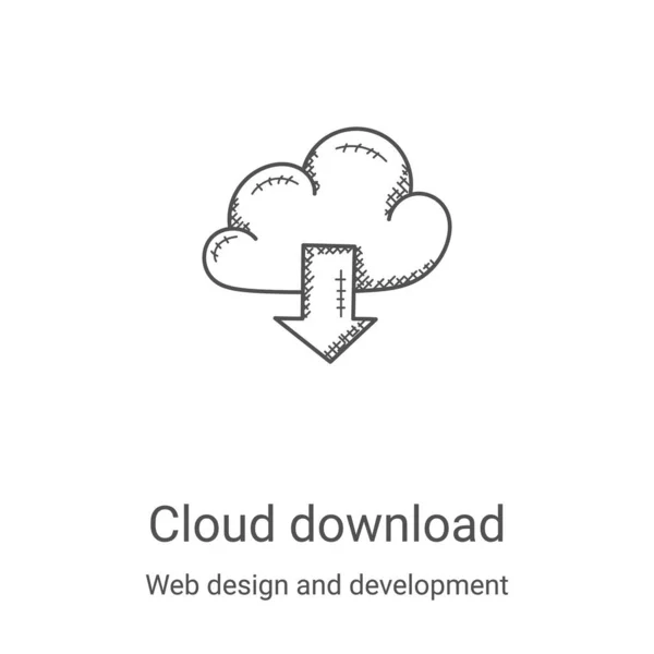 Chmura Pobierz Wektor Ikony Kolekcji Web Design Development Cienka Chmura — Wektor stockowy