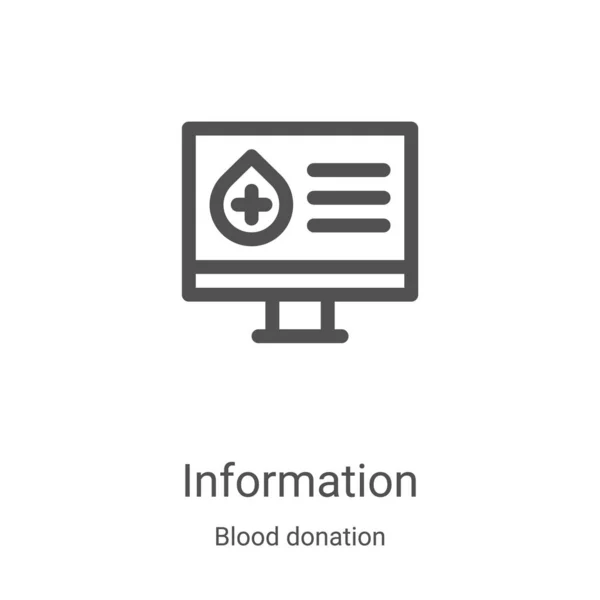 Informationsikon Vektor Från Blodgivning Insamling Tunn Linje Information Skissera Ikon — Stock vektor
