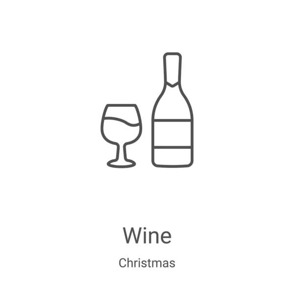 Vector Icono Vino Colección Navidad Ilustración Vectores Iconos Delgadas Líneas — Archivo Imágenes Vectoriales