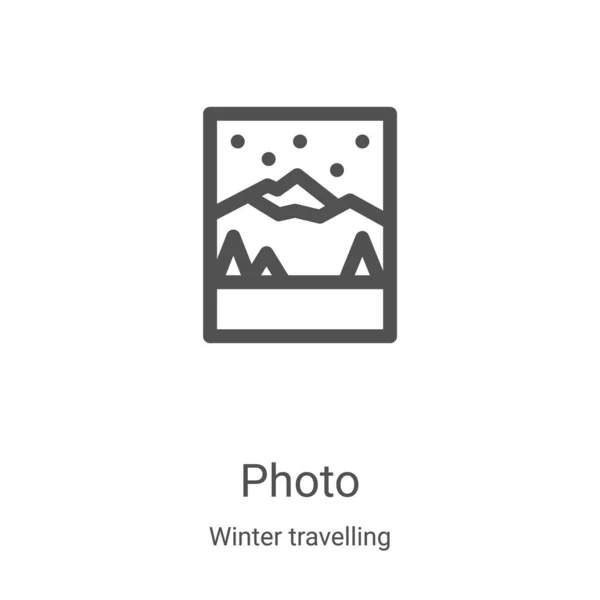 Photo Icon Vector Από Συλλογή Χειμερινών Ταξιδιών Λεπτή Γραμμή Εικόνα — Διανυσματικό Αρχείο