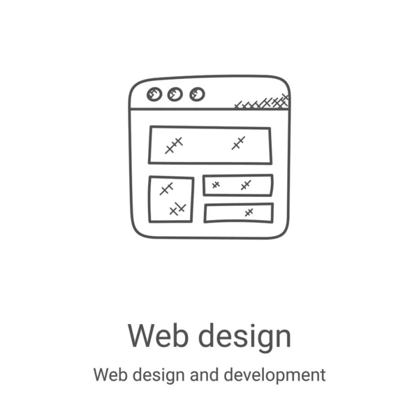 Web Design Icon Vector Web Design Development Collection Thin Line — Stock Vector